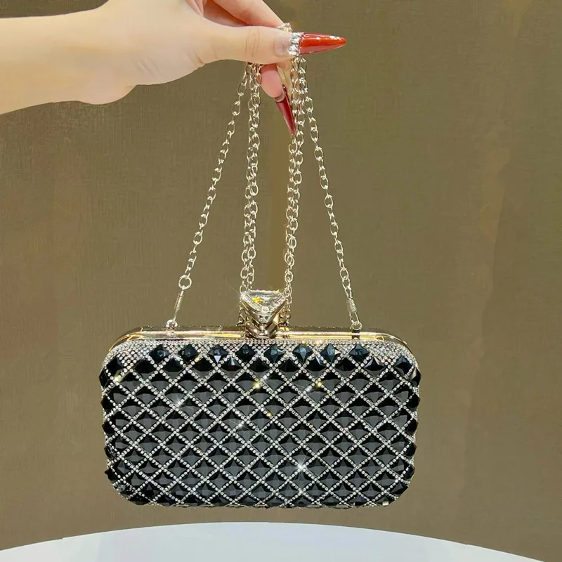 

Shiny Big Diamond Women Wedding Party Evening Bag 2025 Luxury Women Handbag Bling Crystal Clutch Purse New Fashion Crossbody Bag