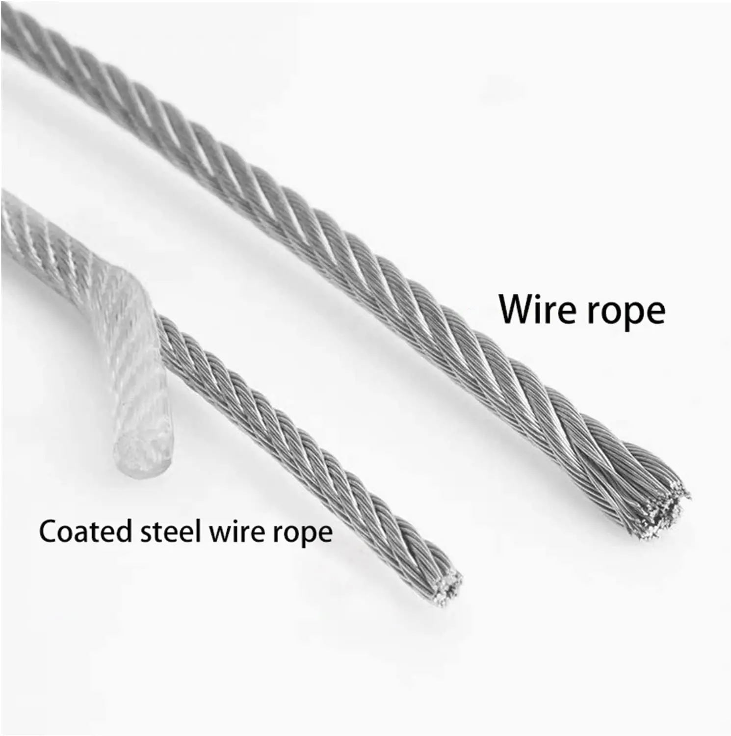 1-3mm Plastic-coated Stainless Steel Wires Ropes Rustproof Lifting Line Cable Wire Ropes for Outdoor Clothesline Deck Railing
