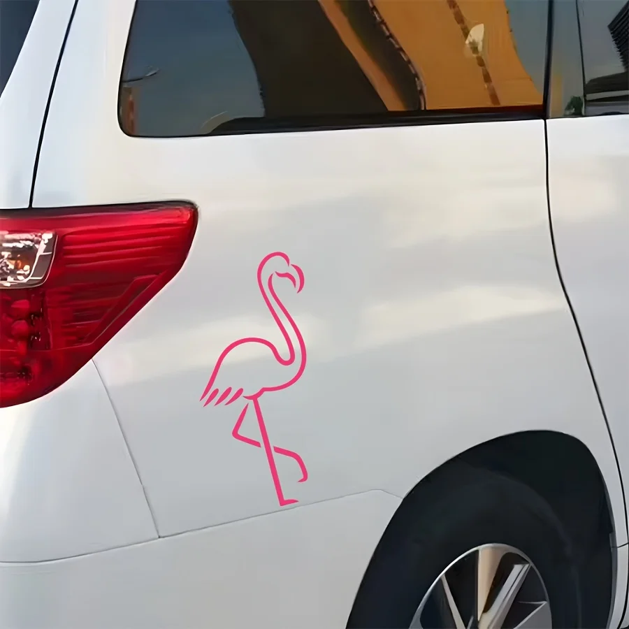 Pink Flamingo Sticker 4.92x8.66in Minimalist Vinyl Decal for Car Truck Rear Window Side Door Romantic Wedding Love Decor
