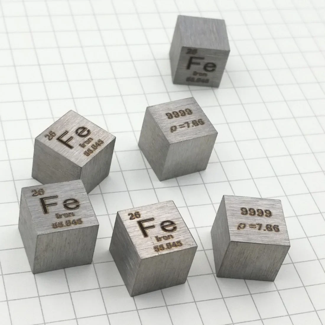 99.99% Pure Iron Ferrum Fe Carved Element Periodic Table 10mm Cube