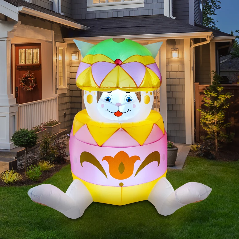 

5FT Inflatable Easter Bunny Rabbit in Chimney Automatic Up and Down with LED Light Easter Day Decoration for Outdoor Yard Garden