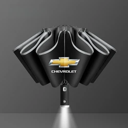 Car Led Light Automatic Folding Windproof Sunshade Umbrella For Chevrolet Aveo Bolt Cavalier Cruze Onix Orlando Silverado Spark
