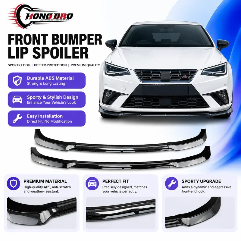 For Seat Ibiza MK5 FR 2018+ Front Bumper Lip Spoiler Body Kit Chin Splitter Diffuser Car Styling Accessories Modification