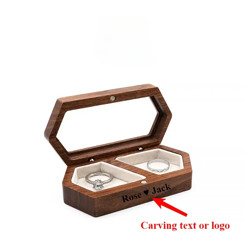 

Personalized Engraved Mini Portable Wooden Jewelry Box for Rings and Earrings Storage Containers Organizadores