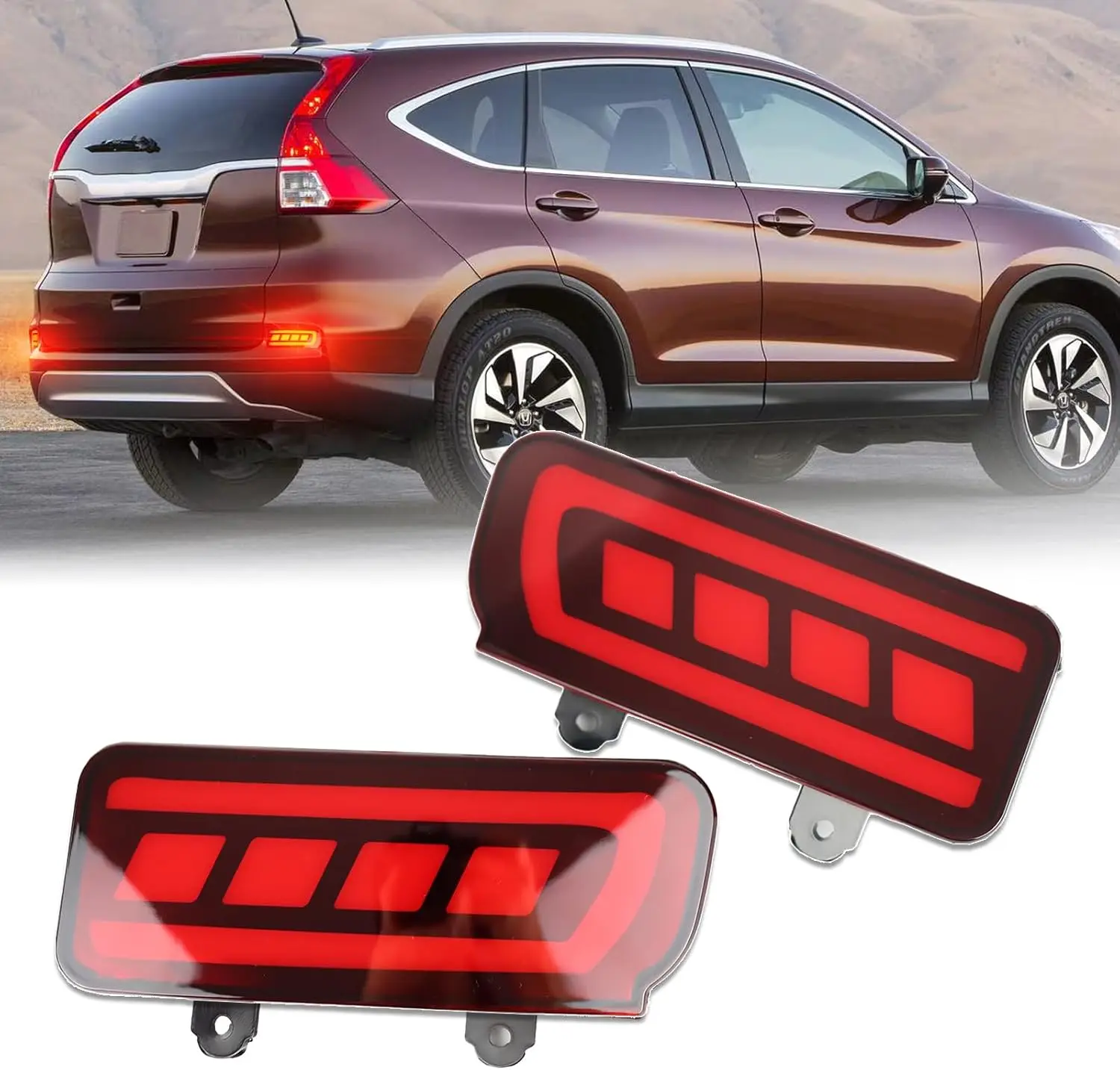 

Smoked LED Rear Bumper Reflectors for Honda CR-V 2015-2016 EX, EX-L, Touring (Red)