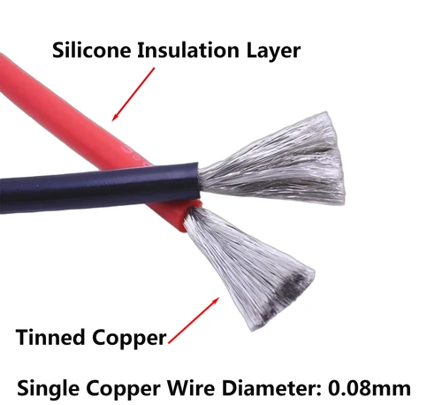 Imagen 2 del producto Juego de 10 colores de alambre de silicona suave, 10x1,5 m/10x3m12/14/16/18/20/22/24/26/28/30AWG, alambre de cobre estañado de piel aislante de silicona