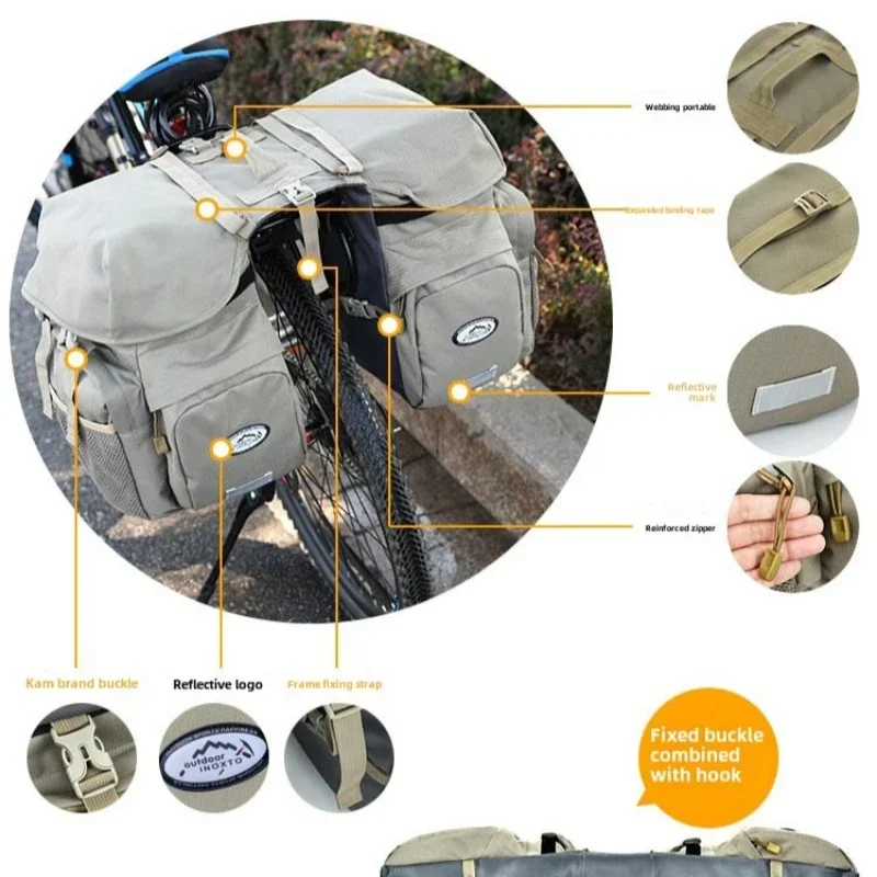 Mountain bike pack shelf bag large capacity waterproof long-distance Sichuan-Tibet cycling camel bag rainwater protection