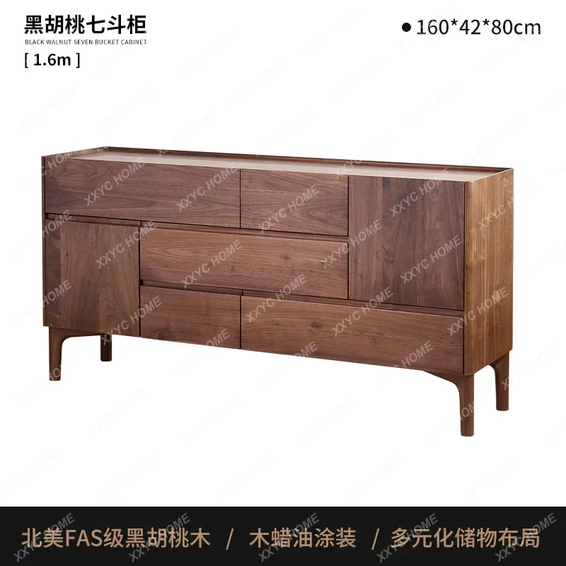 Black Walnut Entrance Cabinet Bedroom Storage Modern Simple Drawer Cabinet