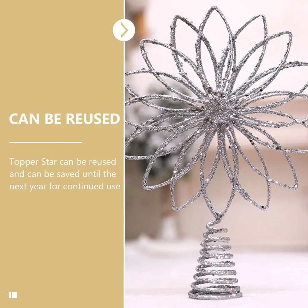 

Christmas Star Tree Topper Hollow Treetop Multi-Petals Ornament Fine Workmanship Reusable Festive Xmas Tree Decoration