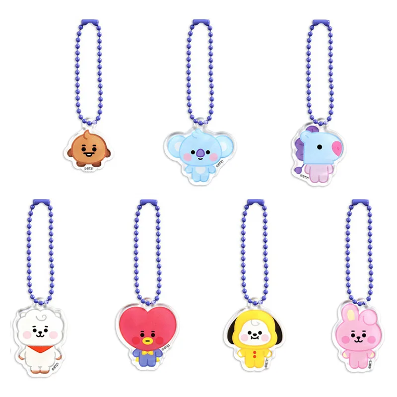 New BT21 koya shooky chimmy mang 2D two-dimensional acrylic keychain pendant student coil book wallet accessories gift wholesale