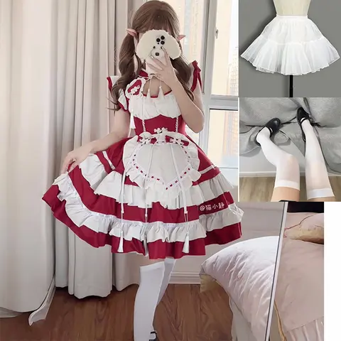 10 best sales röd hembiträdesklänning - №6