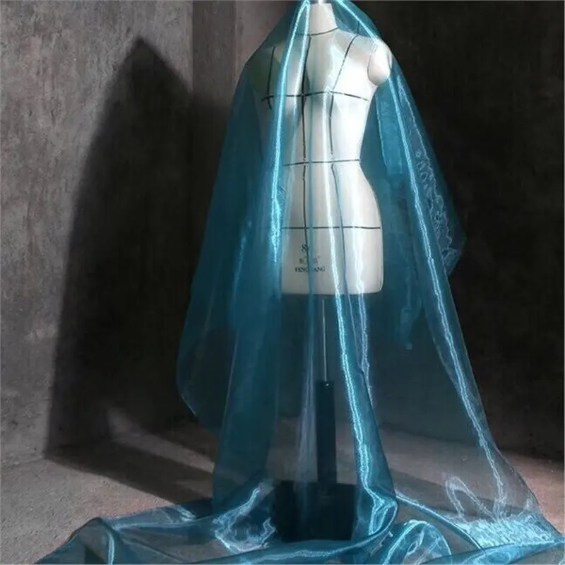 3Yard 36 Color Transparent Slightly Hard Shiny Crystal Organza Fabric Wedding Dress Evening Gown Photography Background Cloth