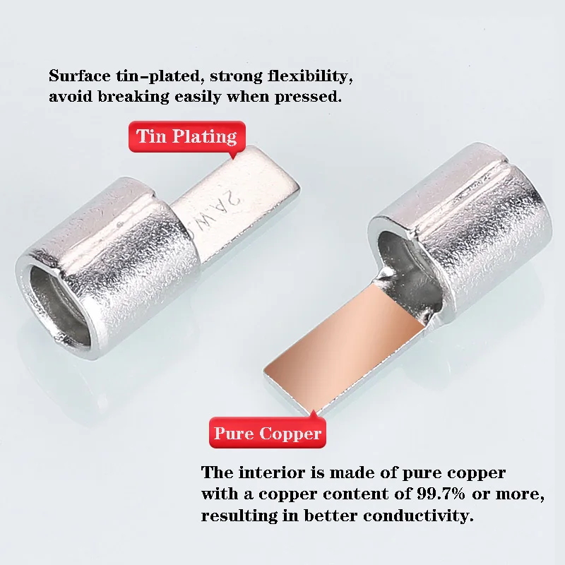 50/100pcs Pure Copper Blade Terminals DBN1.25/2/5.5/8/14/22-10/14/16/17 Non Insulated Crimp Terminals Electrical Wire Connector