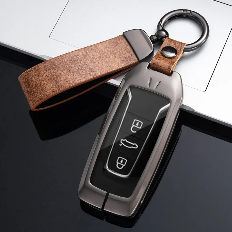 

High Quality Metal Car Key Case Cover For VW Volkswagen Touareg 2019 2020 2021 2022 Shell Fob Ring Keychain Protector