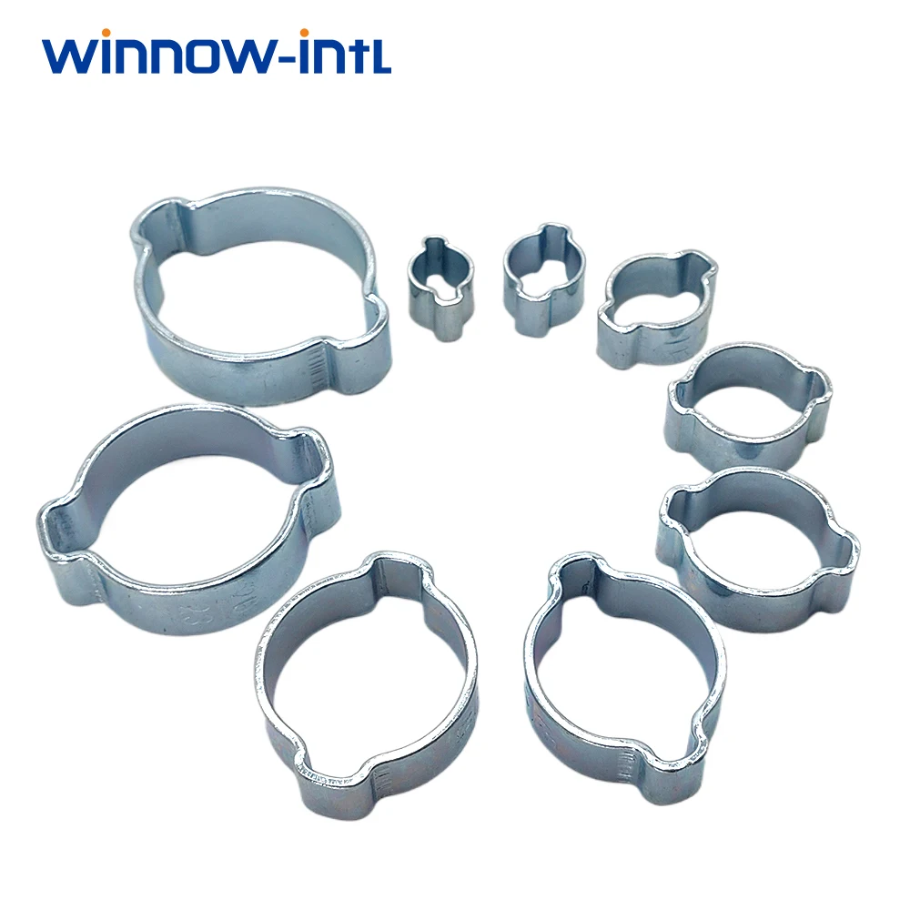 175Pcs Double Ear Clamp O Clips-Crimp Clip Air Silicone Petrol Water Fuel Hose Pipe Stainless Steel Hose Clamps Cinch Clamp Ring