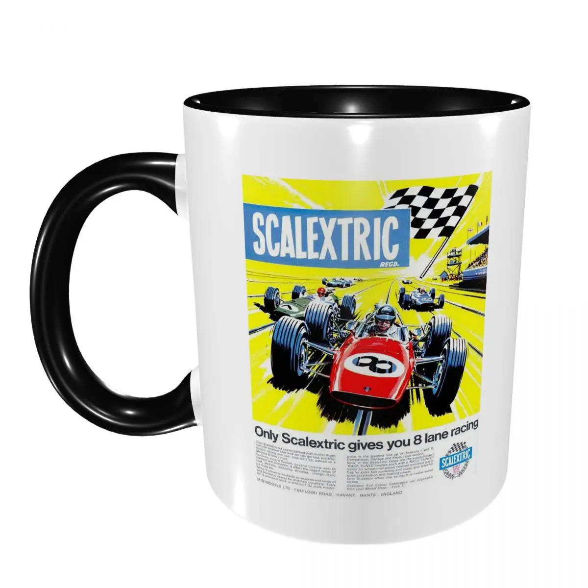 Taza Scalextric Vintage Stuff, tazas de café de cerámica divertidas, tazas de té, taza de leche, regalo para amigos