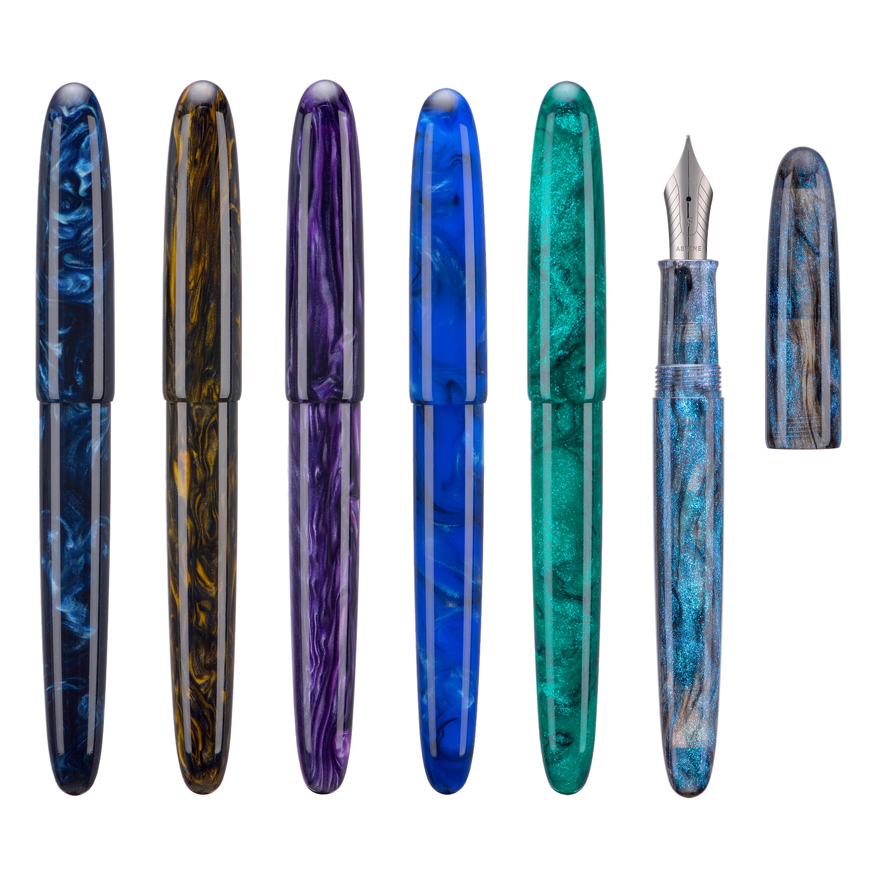 

Asvine C80 Resin Fountain Pen NO.8 EF/F/M/Stub 1.1 Nib Handcraft Large Size Writing Pen