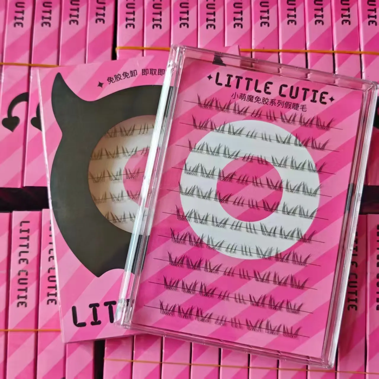 Little Devil Glueless False Eyelashes Natural Spiky Clusters Self-Adhesive Lashes for Daily & Anime Makeup