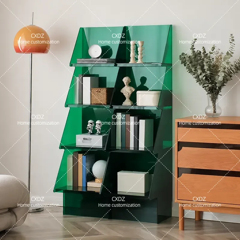 Creative Christmas Tree Acrylic Bookshelf Floor Standing Display Rack Nordic Style Light Luxury Living Room Storage Shelf