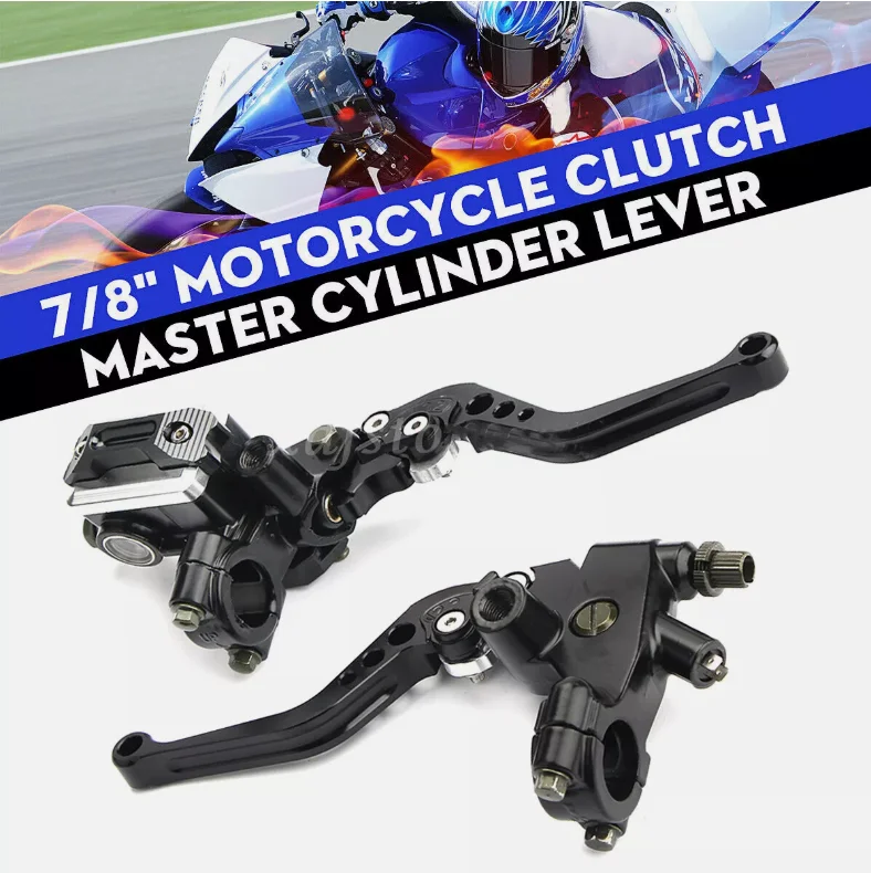 

Universal 7/8" 22mm Motorcycle Clutch Brake Master Cylinder Reservoir Levers Kit Fluid Reservoir Set Aluminium Clutch Handle Set