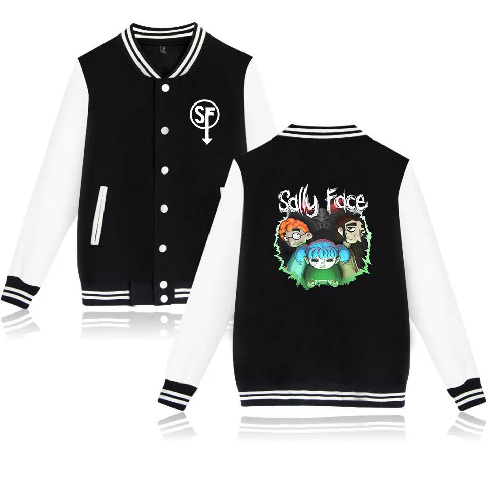 

Game Sally Face Varsity Baseball Bomber Jacket Men Women Hip Hop Harajuku Jackets Streetwear Boys Girls Loose College Coats