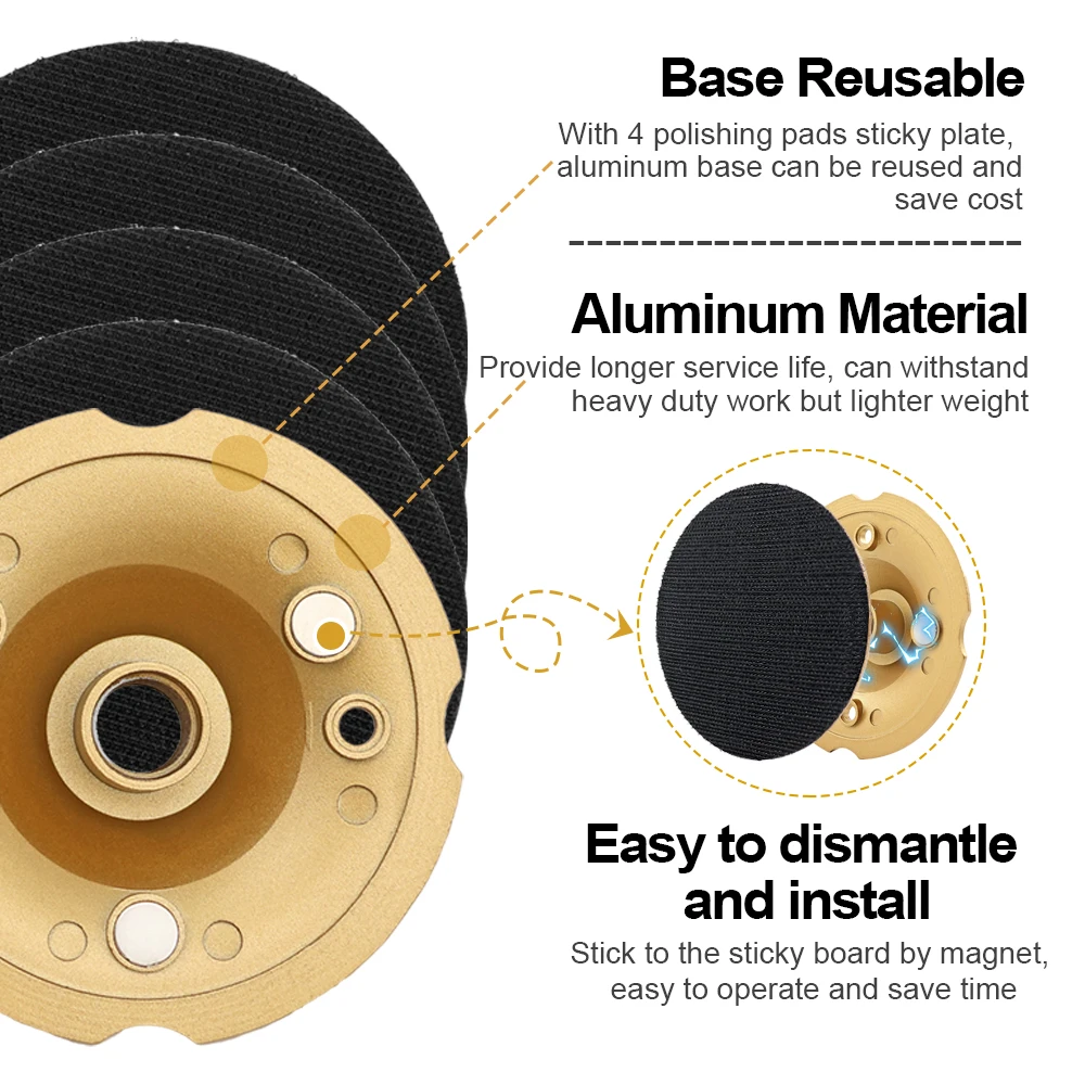 Imagem -04 - Shdiatool-alumínio Backer Pads Grupo Removíveis Velcro Pads Polimento Pads Angle Grinder Connector M14 1pc Base Pcs Velcro Pads Acessório