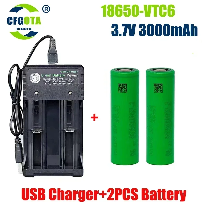 2024 New original 3.7 V 3000 MAH 18650 battery for us18650 Sony VTC6 30A toys tools flashlight battery+USB Charger