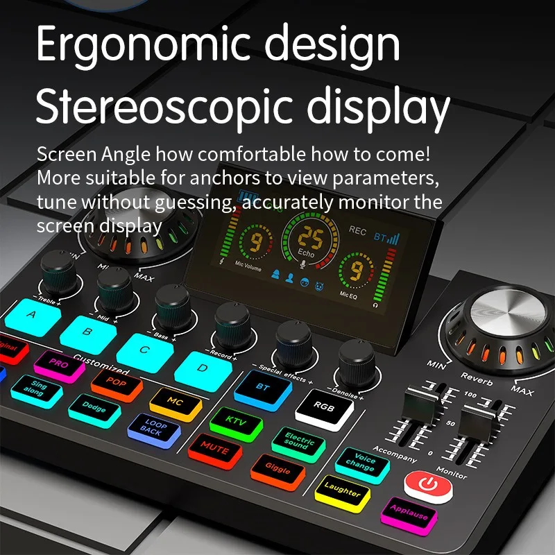 F668 Scheda audio dal vivo mixer transfrontaliero registrazione computer canto riduzione del rumore banda di frequenza gioco con funzioni personalizzate