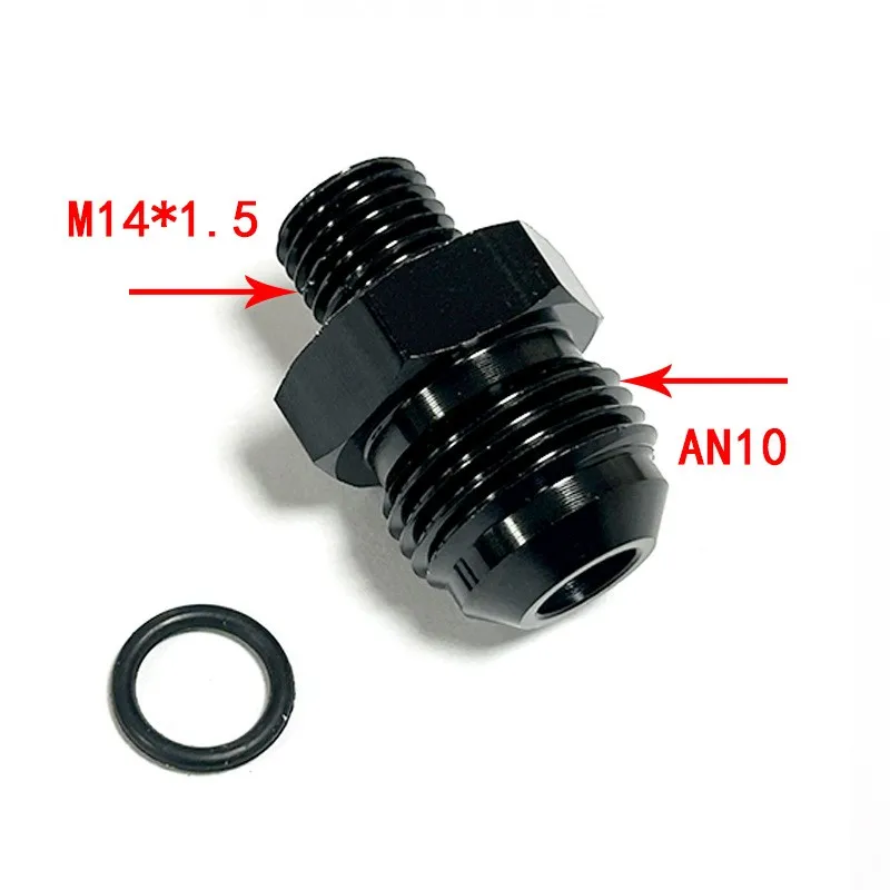 AN10 10 an to M16x1.5 Metric Male Fitting Straight Adapter Aluminum Black