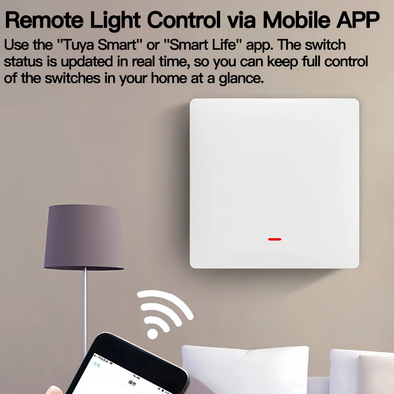 Single Live Wire ZigBee Wall Switch Transmitter Kit,No Neutral Required,1 2 3 Gang Smart Light Breaker for Tuya Alexa Google