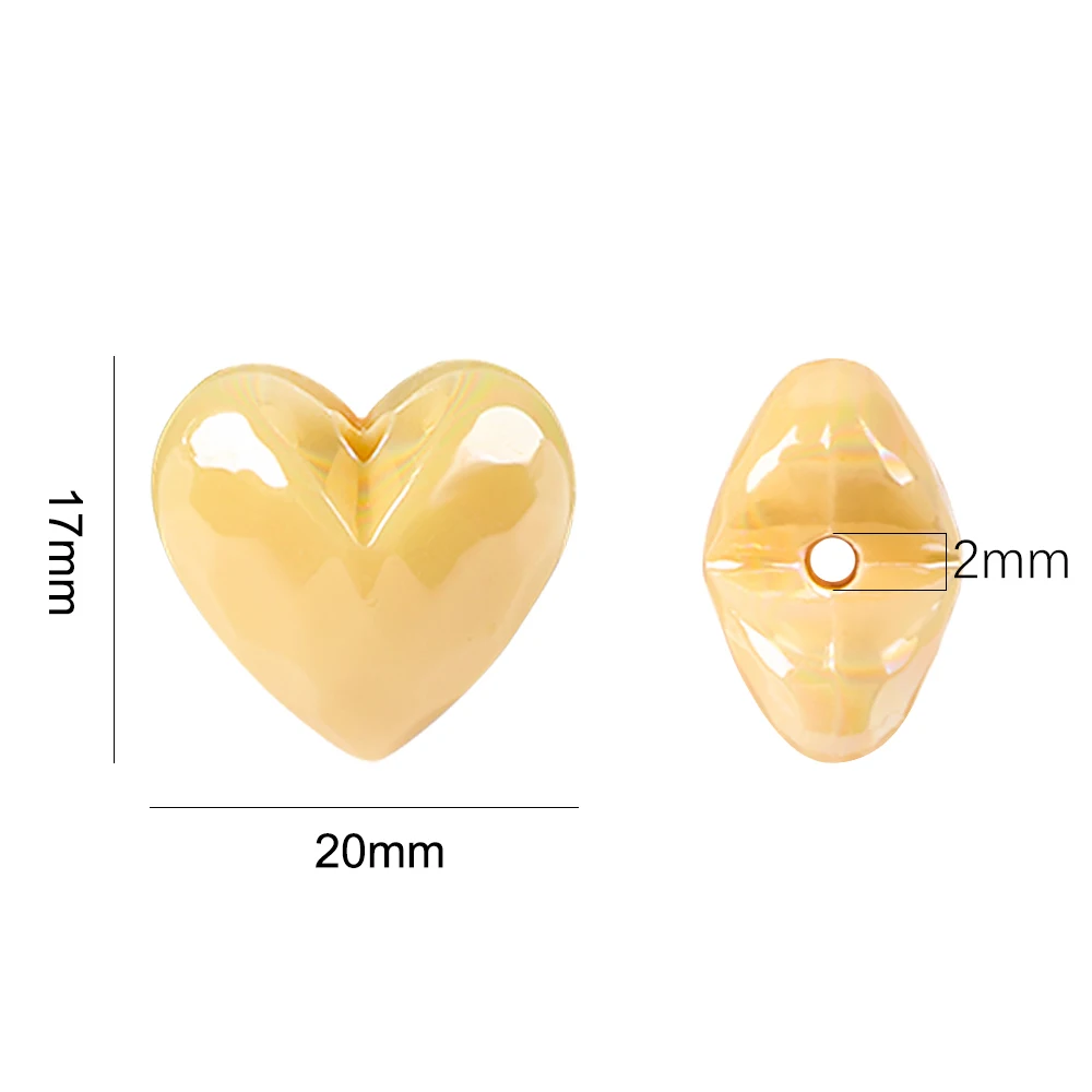 10pcs Acrylic Cut Love Heart Beads AB Color Large Crystal Loose Spacer Beads for Necklace Bracelet Pendant Jewelry Making