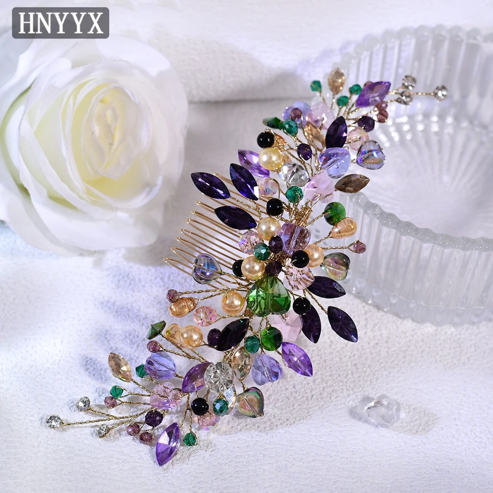 

HNYYX Elegant Rhinestone Ladies Hair Comb Fashion Crystal Side Clip Bridal Plate Hair Accessories Daily Wear Jewelry A330