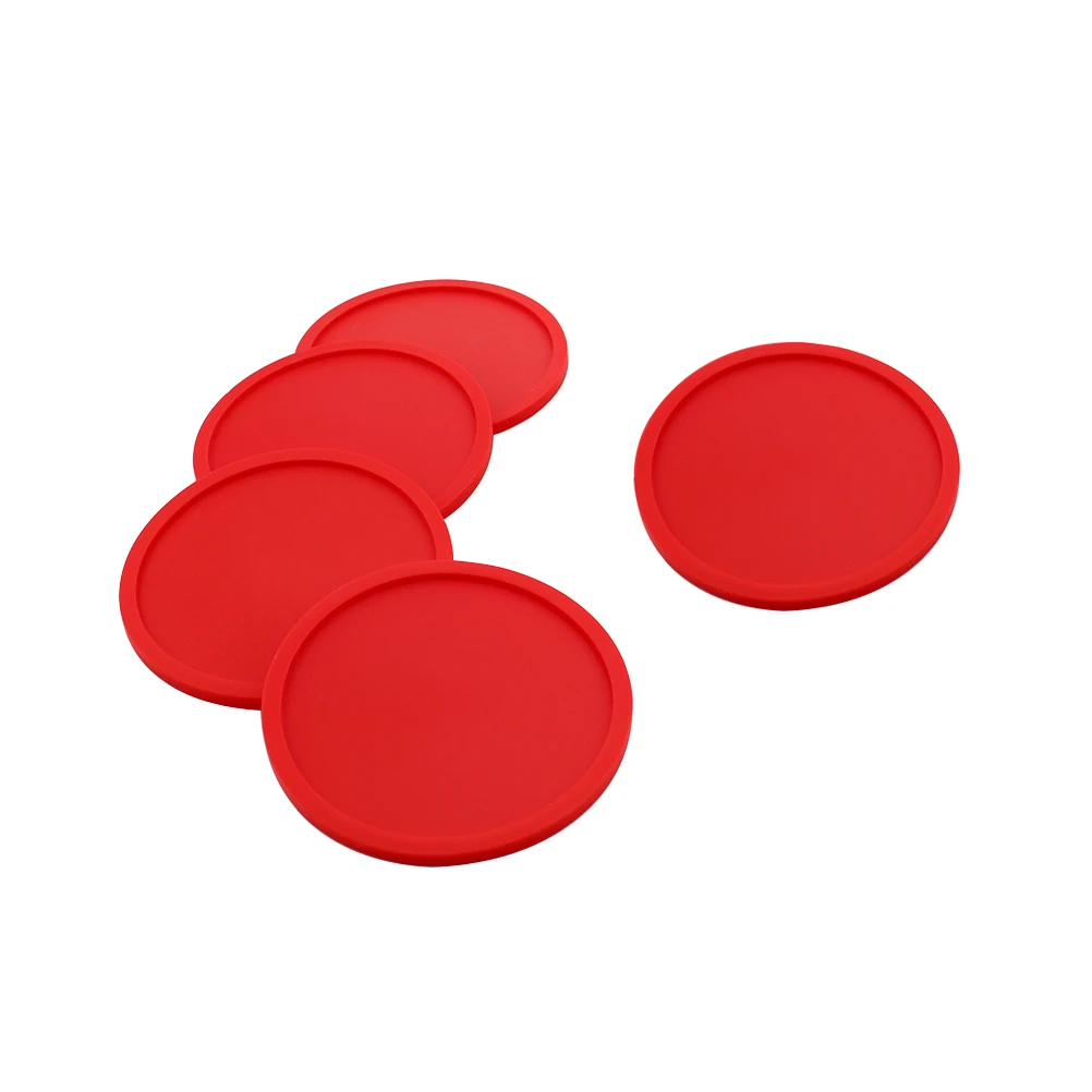 

8pcs Silicone Drink Coasters Food Grade Heat Resistant Cup Mats Non Slip Mug Glass Placemats Home Decoration Red
