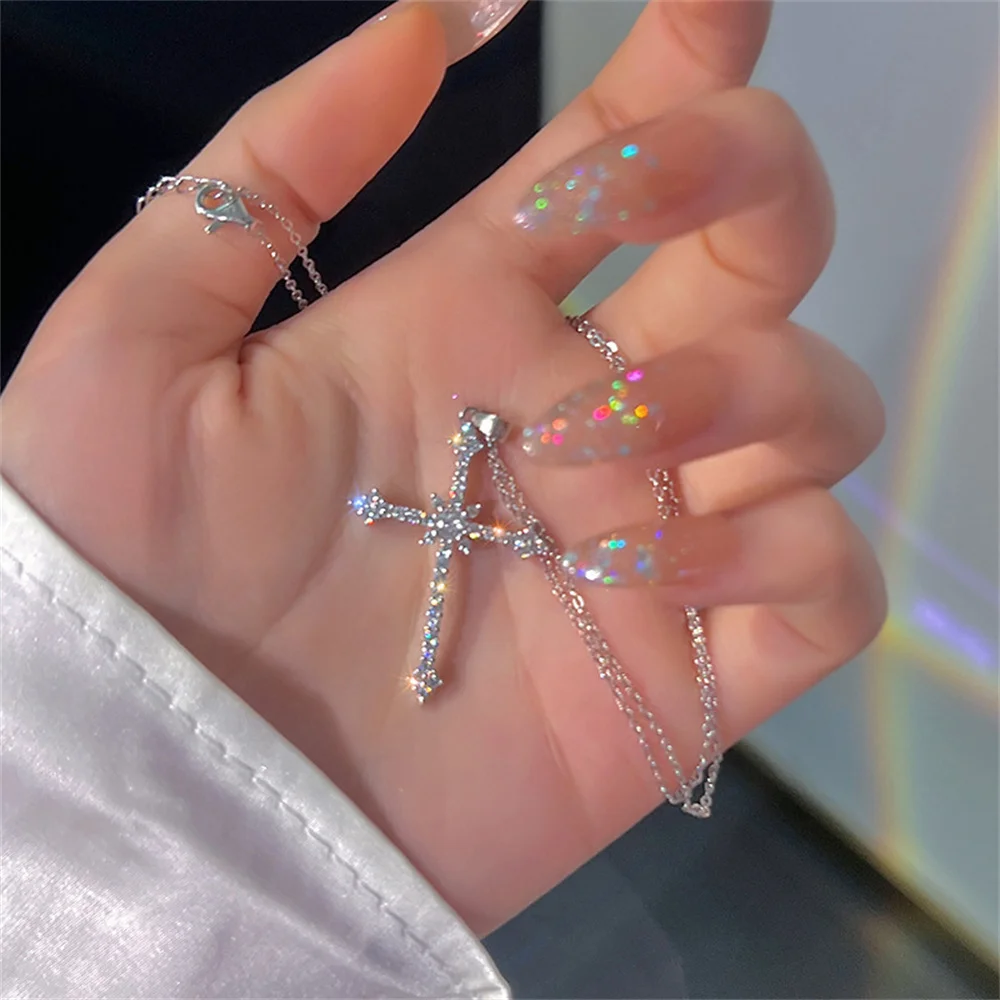 1pcs Fashion Pendant Necklace for Women DIY Design Cross Pendant Necklace Engagement Wedding Necklace Gift Jewelry