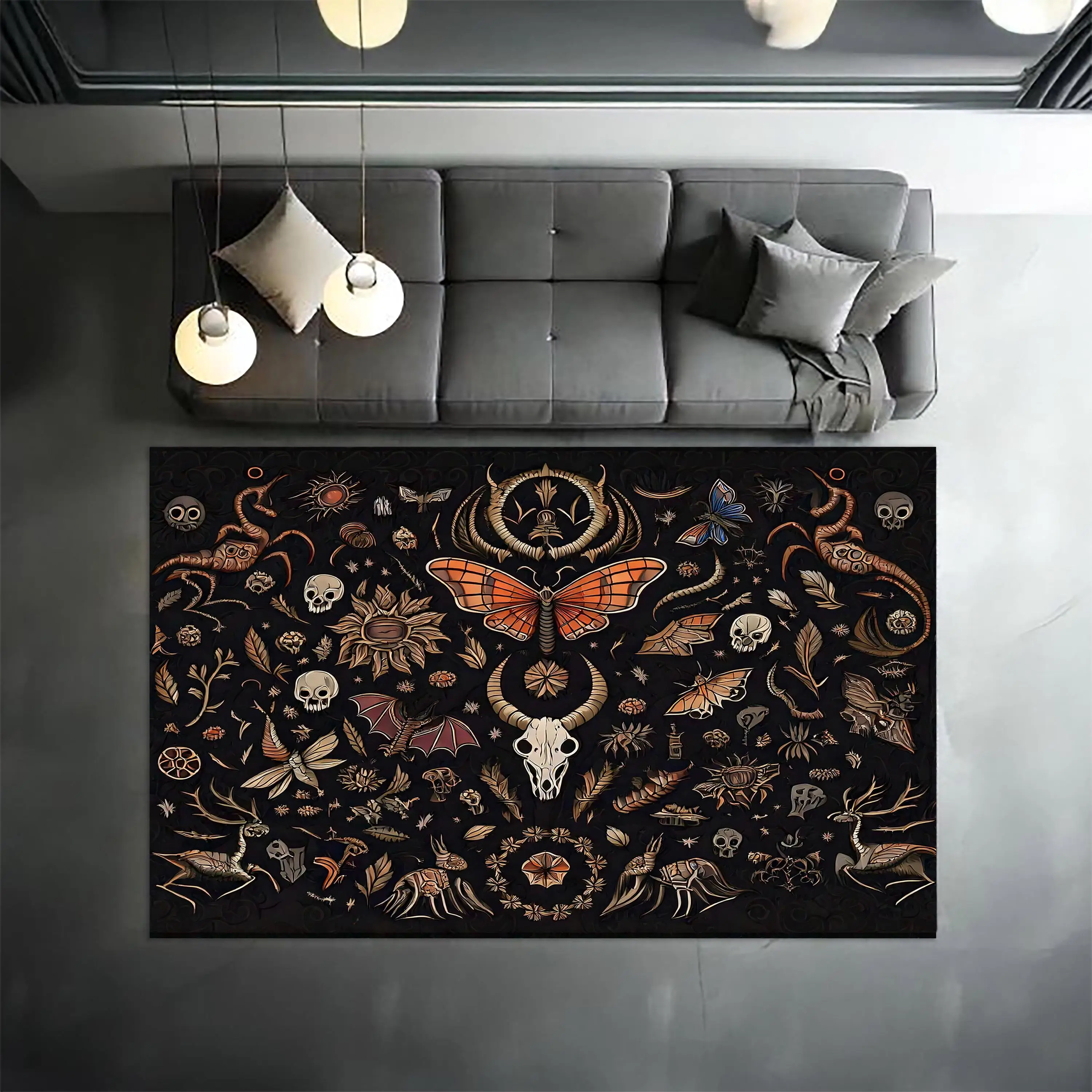 1pc Black Gothic Witch Decor DoorMat, Non-slip Floor Mat, Suitable for Living Room, Bedroom, Bathroom, Holiday Home Decoration