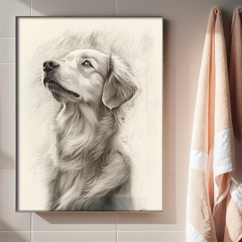 Customize Black & White Pencil Sketch Style Pet Dog Canvas Print Wedding Photos Family Pets Wall Art Posters for Home Decor