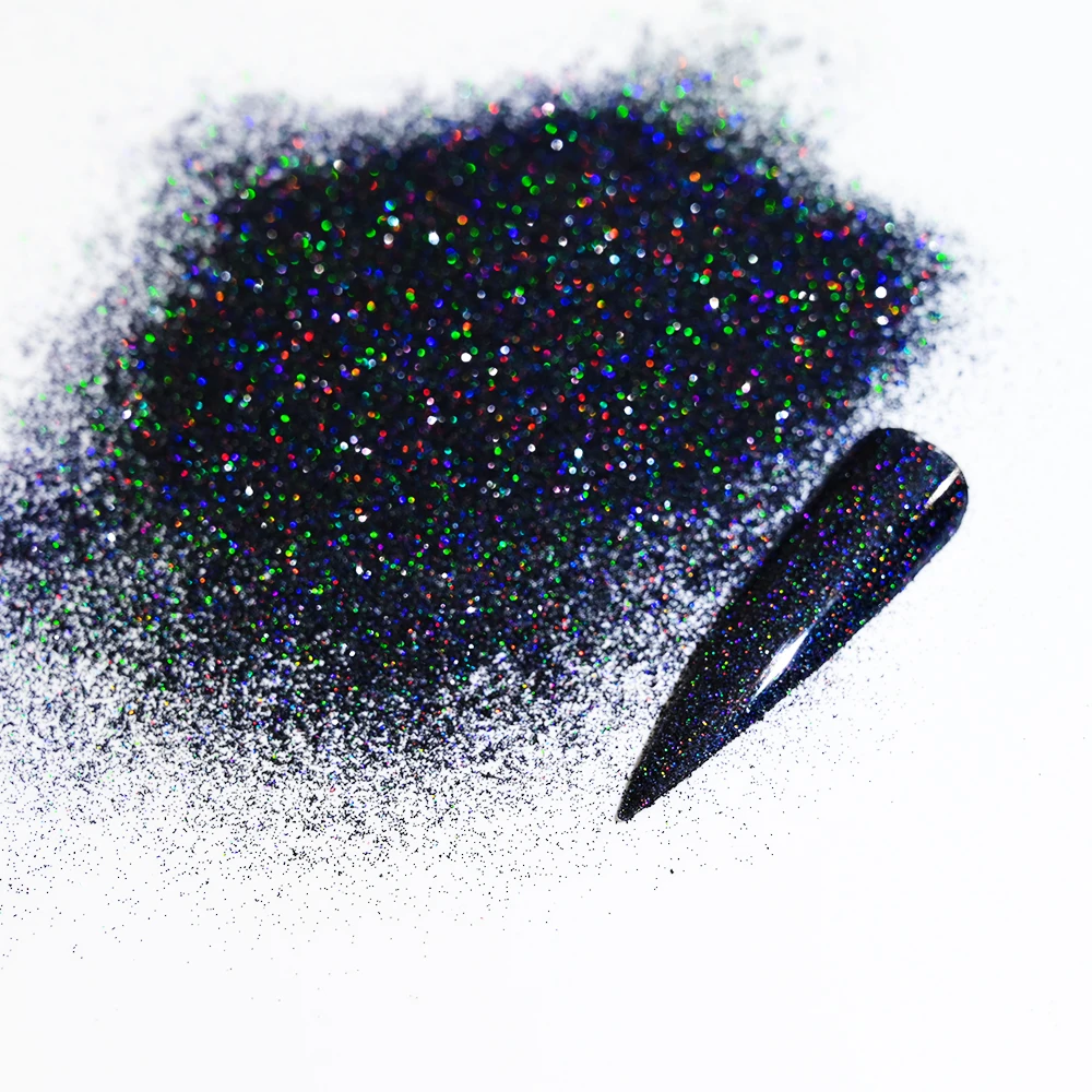 10g Shiny Candy Sweater Effect Nail Glitter Black White Holographic Sugar Nail Powder Chrome Pigment for Manicure Decoration