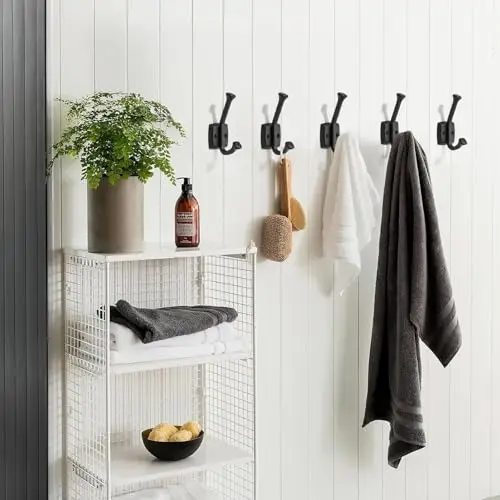 

10pcs 4.7Inch Black Zinc Alloy Wall Hook For Bathroom Bedroom Wardrobe – Rust Resistant Durable Coat Hat Bag Holder