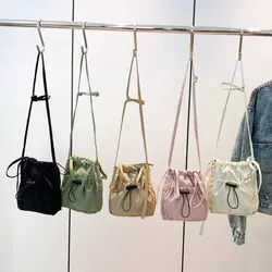 Fashion Large capacity Women Shoulder Bag Reusable Cell Phone Purse Pouch Tote Bags Simple Versatile Drawstring Crossbody Bag