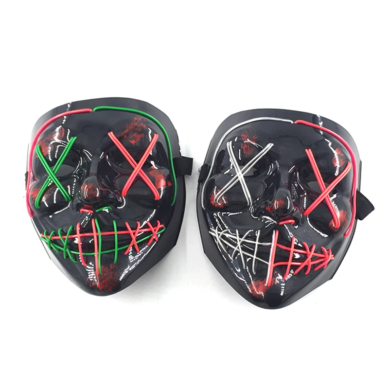 Wireless Fluoresce Mixed Colors Light Up Purge Mask Cosplay Luminous Face Mask Glow In The Dark Disguise Mask Adult Kids Costume