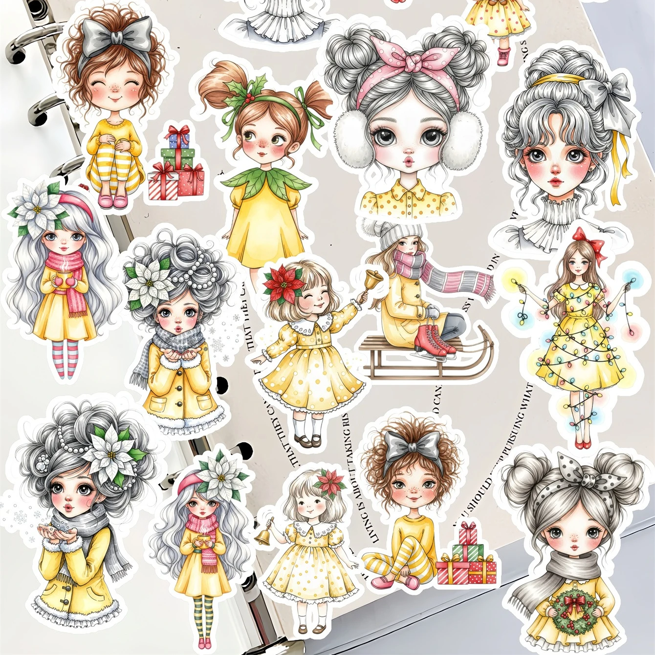 

19pcs Cute Cute Christmas girl Stickers, Handbag Material Decorative, Phone Cases, Luggage, Guitar, Sports Water Cups diy