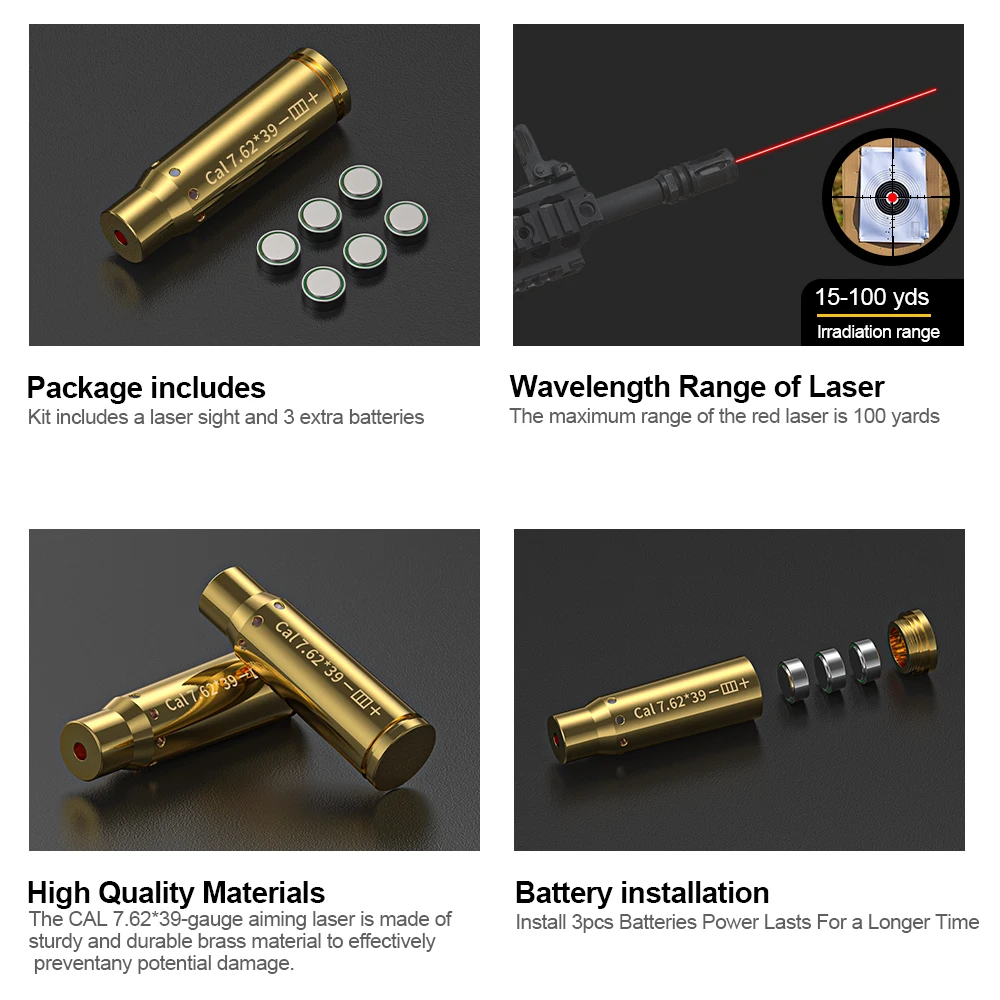 أداة معايرة الليزر الحمراء Cal 7.62*39 - معاير الرماية للتدريب على ملحقات الصيد.