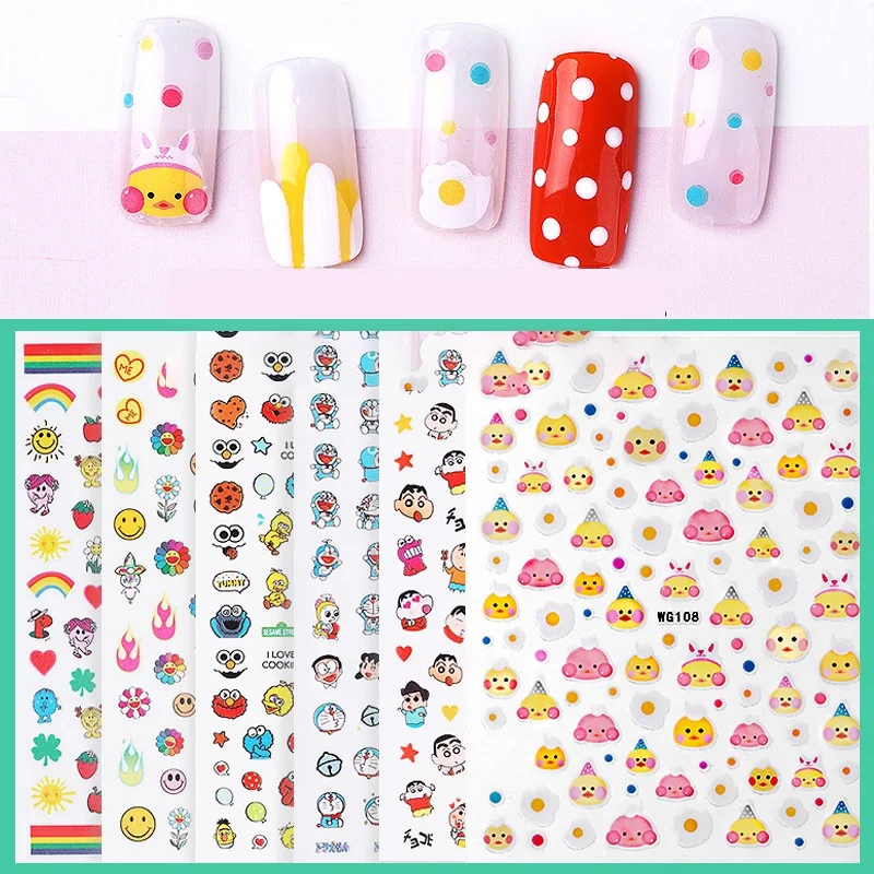 Women Nail Care Nail Art Cute 3D Nail Decals Rainbow Plumeria Decals New Accessories Ladies Nail Stickers