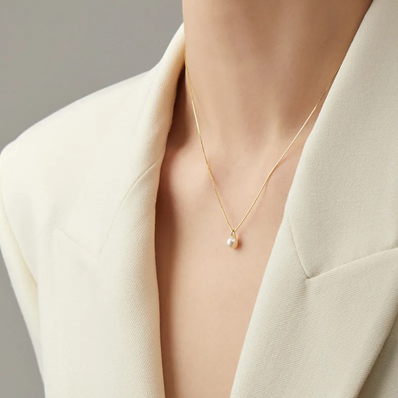 

S925 Pure Silver Pearl Necklace Collarbone Chain