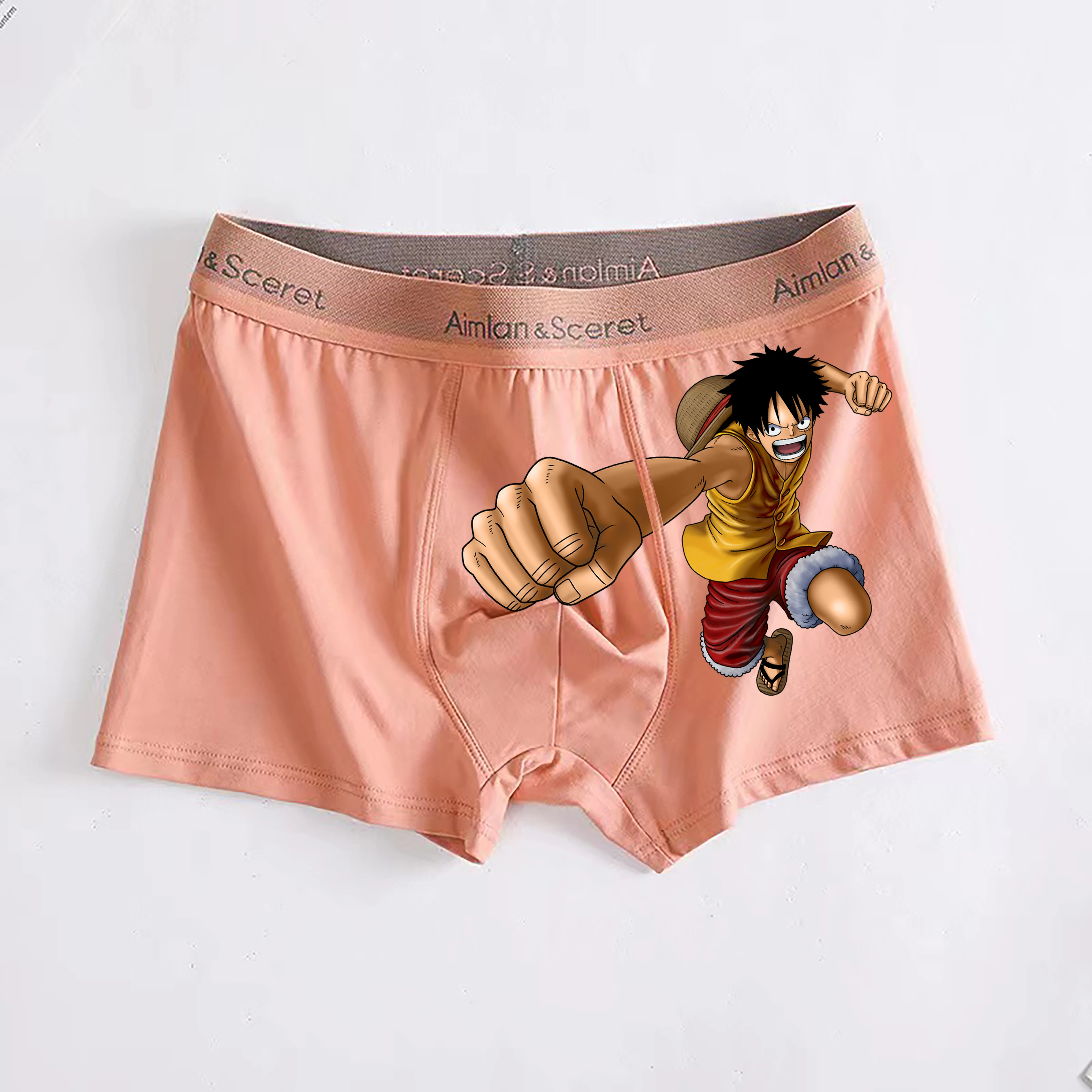 Anime Two Dimensions One Piece Luffy Zoro Pure Cotton Men Underwear Graphene Antibacterial Crotch Plus Fat Enlarged Boxer Briefs