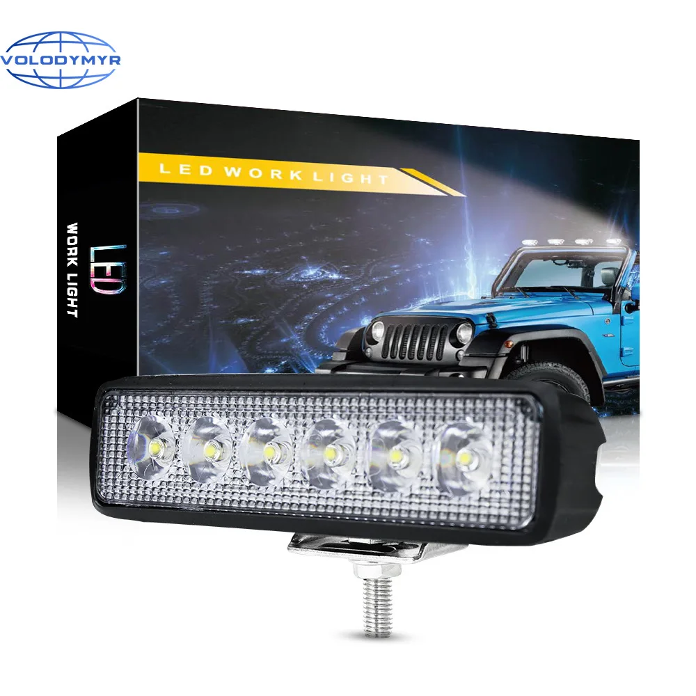 

18w 6 LED Motocycle Work Light High Bright Spotlight Offroad Automobile Truck Driving Fog Headlights DRL Driving Lamp 12V