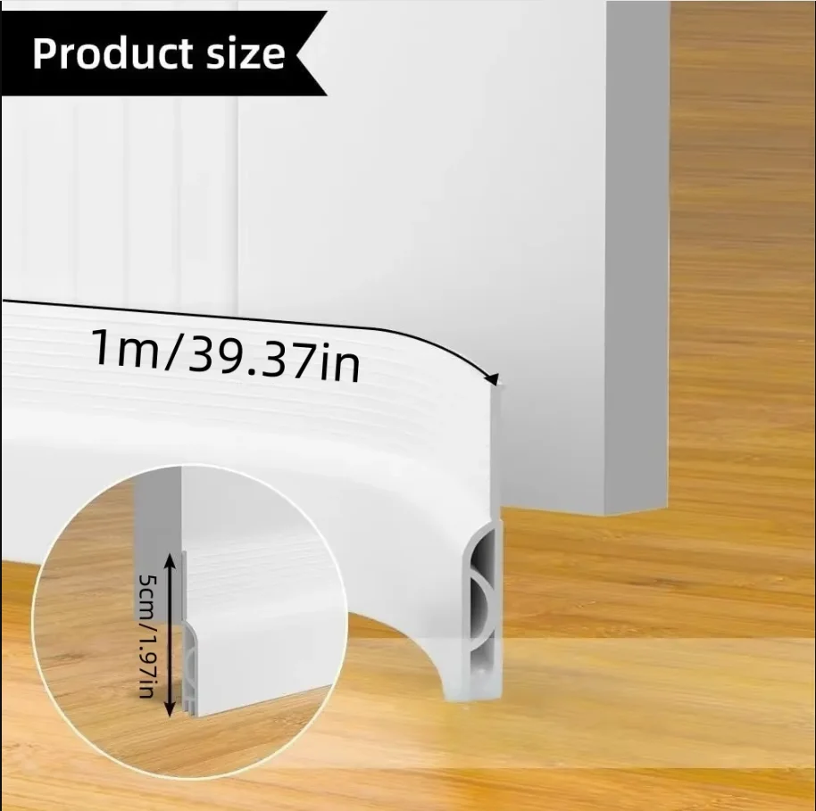 1pc 1m Door Draft Stopper Sweep Under Door Gap Filler Seal Strip Soundproof Insulation Weather Stripping for Heating and Cooling