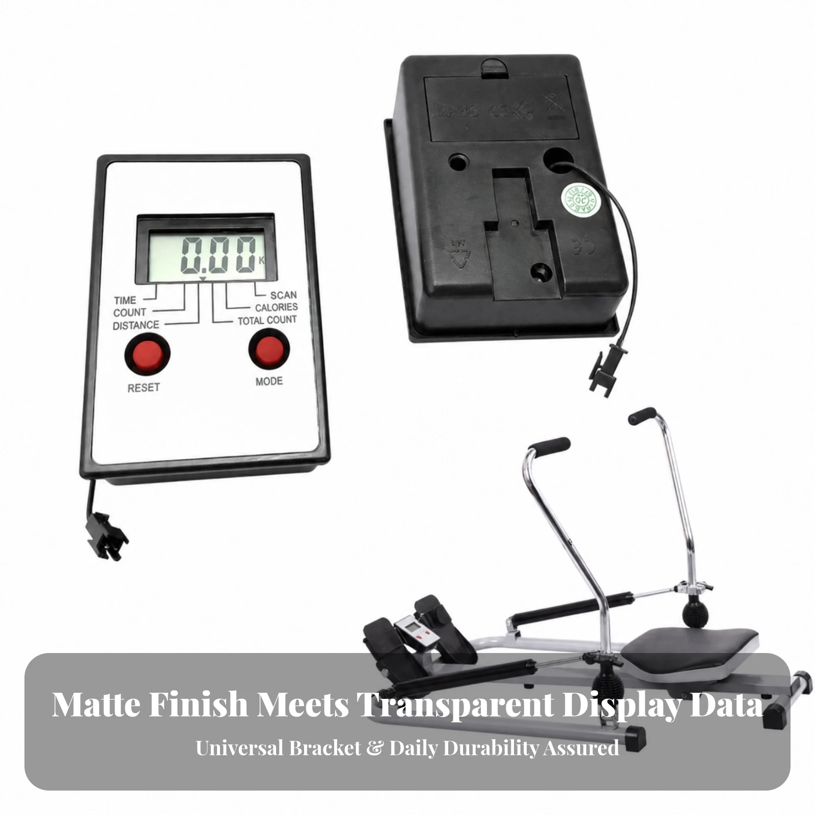 ABS Exercise Equipment Display Meter Calorie Tracking Workout Display with Rear Mounting Slot