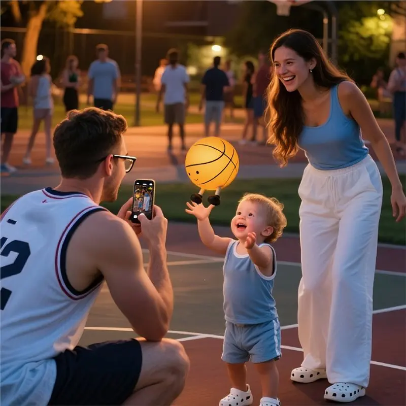 ABVT-Basketball Lamp LED Rechargeable Light Basketball Lamp For Sports Fans Ideal Gift For Boys And Girls