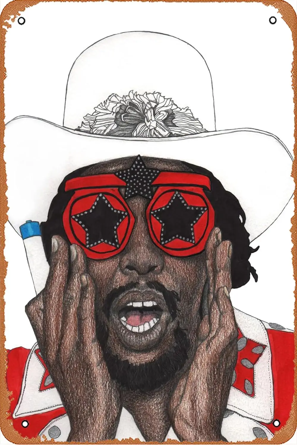 Funk & Soul Bootsy Collins Metal Tin Sign Poster Vintage Art Wall Decor 12 x 8 inch